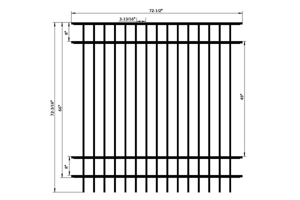 Galvanized/Aluminium 3 Rails Flat Top Ornamental swimming Pool Fence Panels